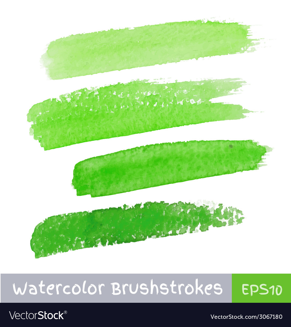 Green Watercolor Brush Strokes For Your Design Vector Image