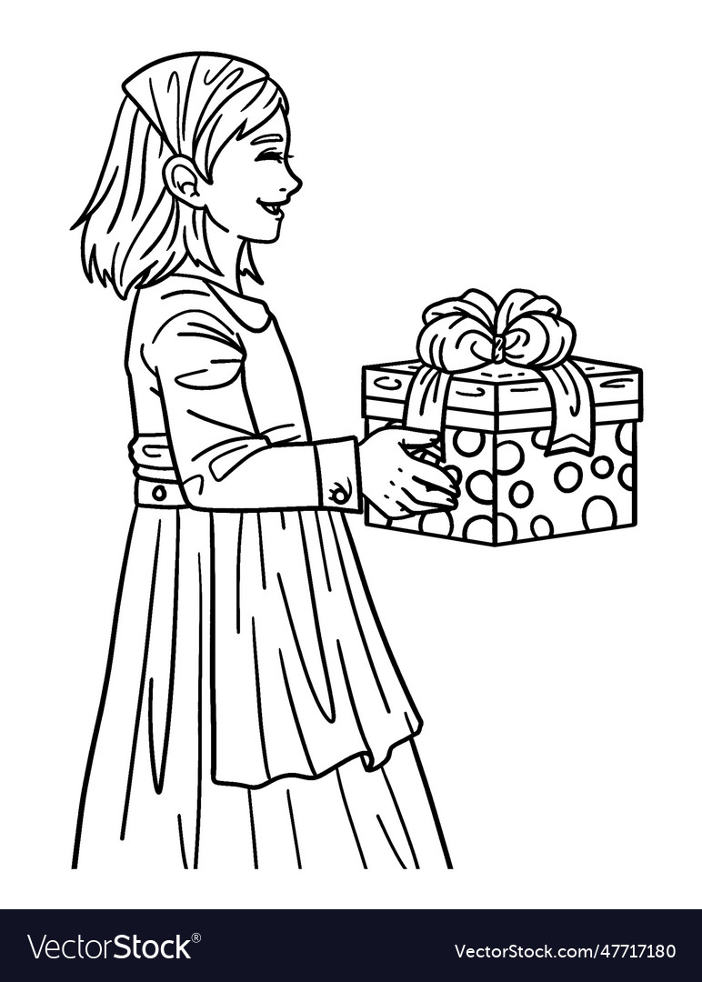 Hanukkah girl giving gifts isolated adults