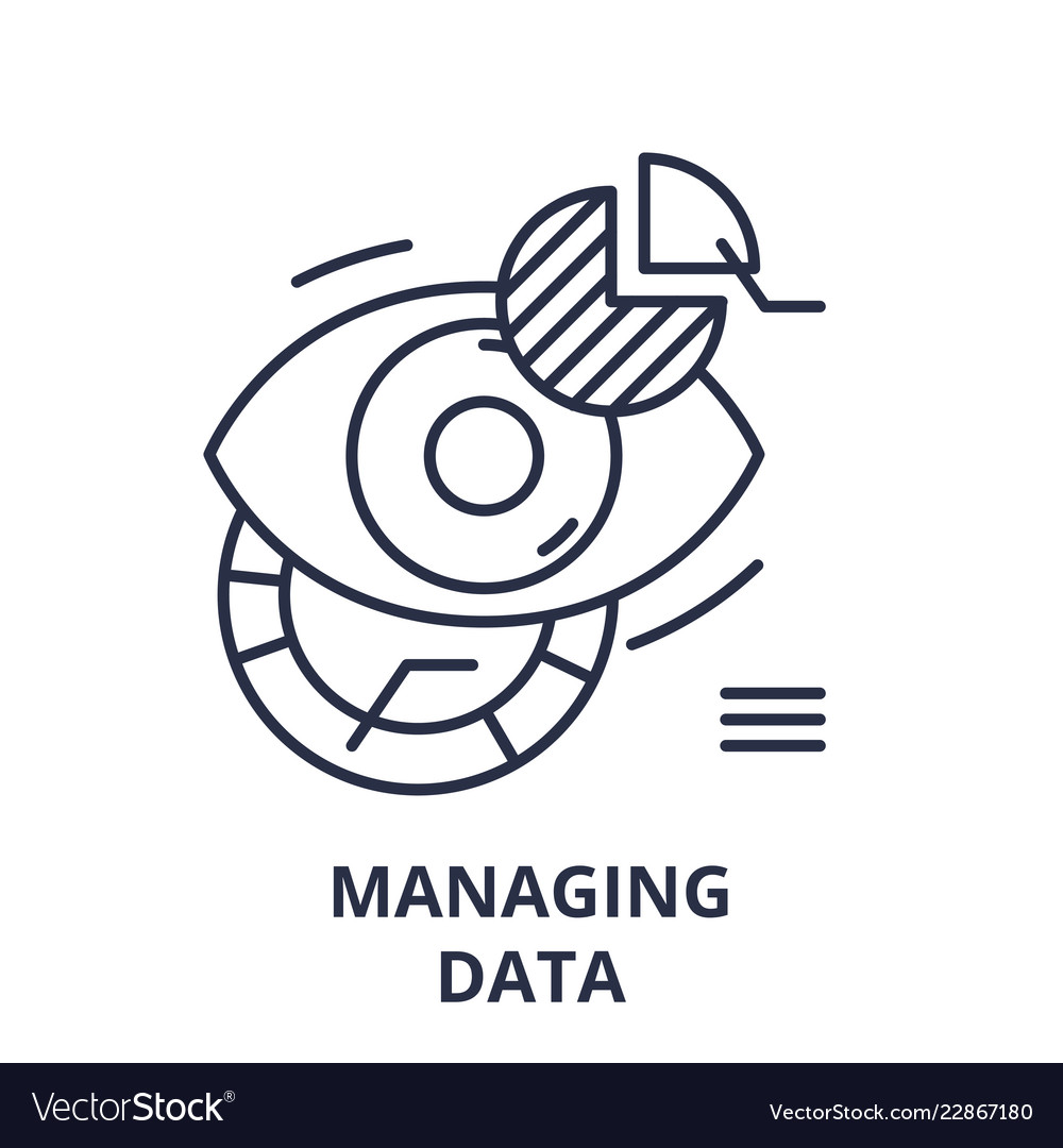 Managing data line icon concept vector image Managing data line icon concept