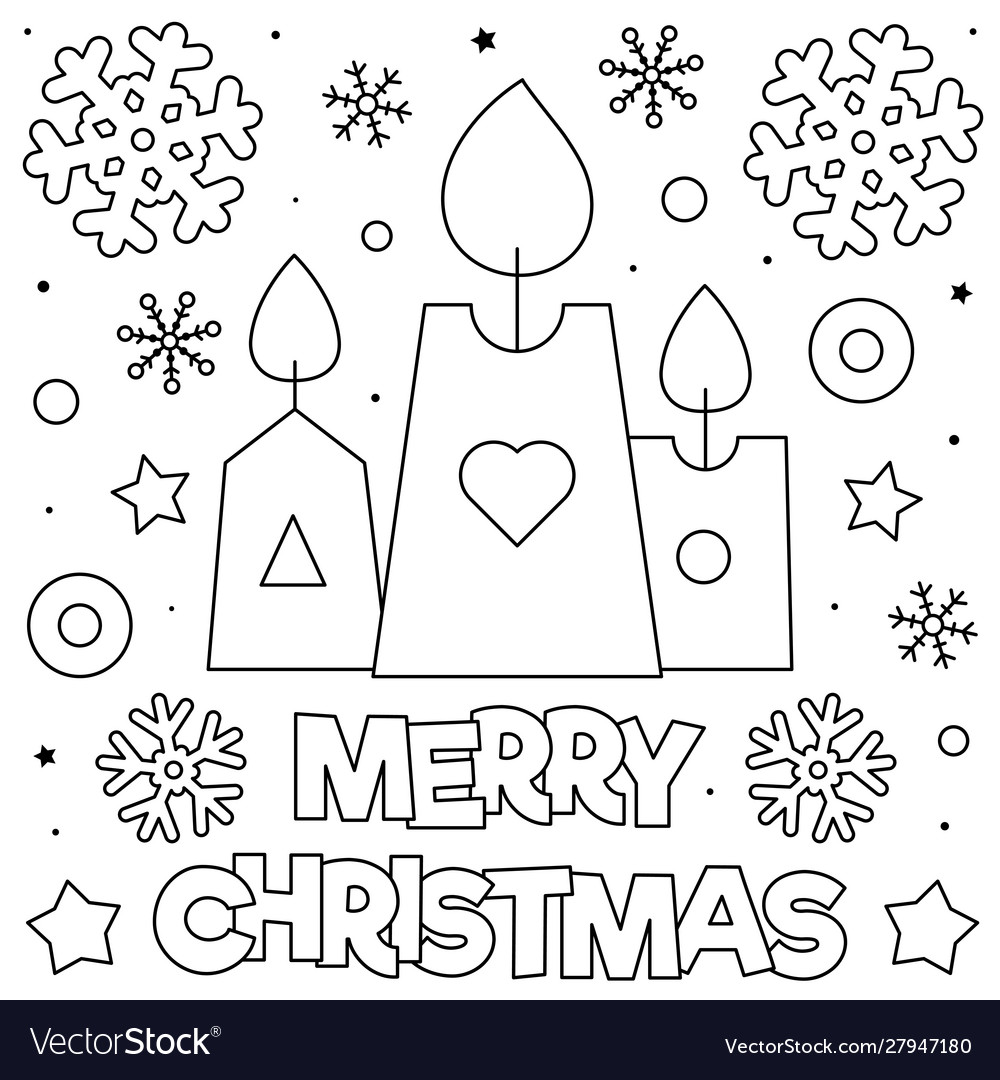Merry christmas coloring page black and white Vector Image