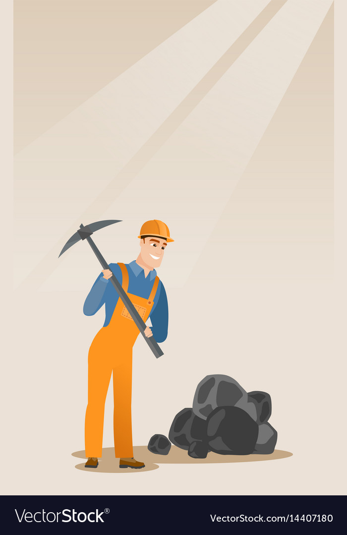 Miner working with pickaxe