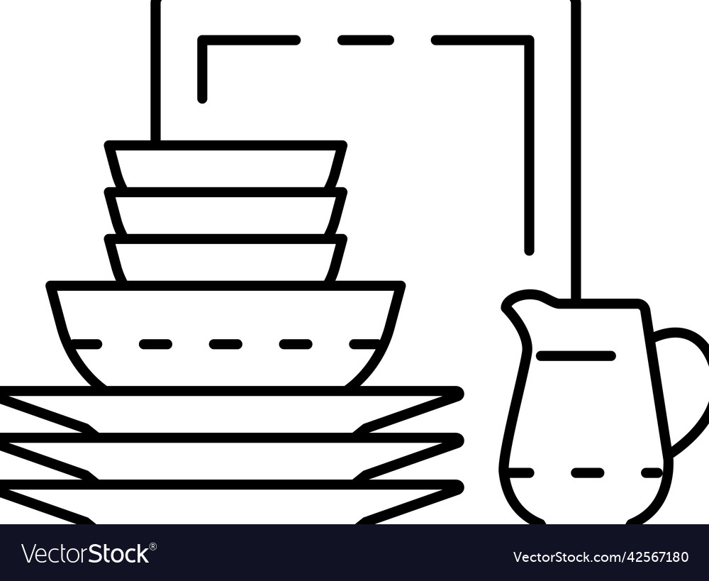 Porcelain tableware line icon