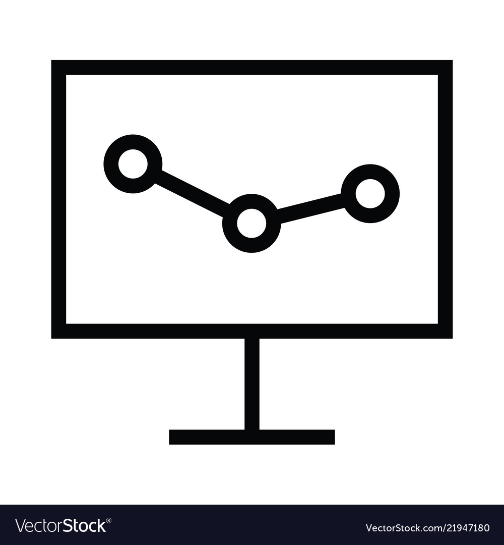 Presentation board icon with outline style Vector Image Presentation board icon with outline style