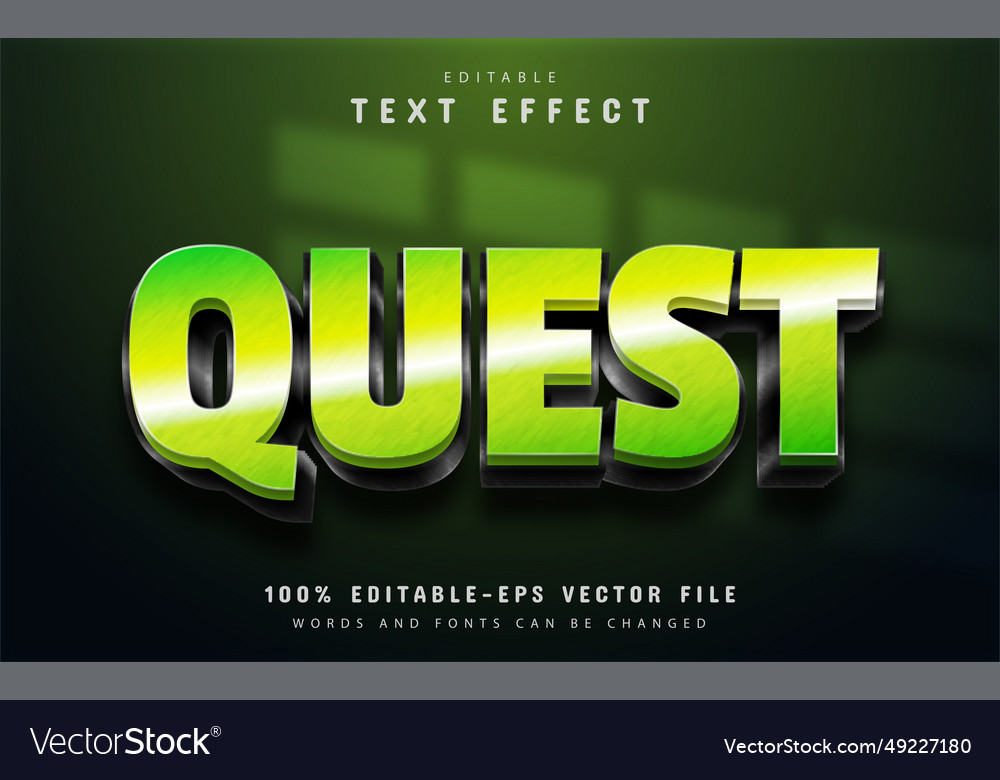 Quest 3d text effect editable vector image Quest 3d text effect editable