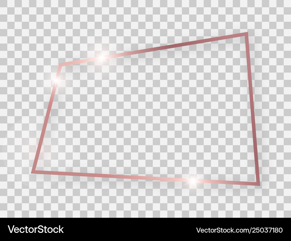 Rose gold shiny rectangular frame Royalty Free Vector Image