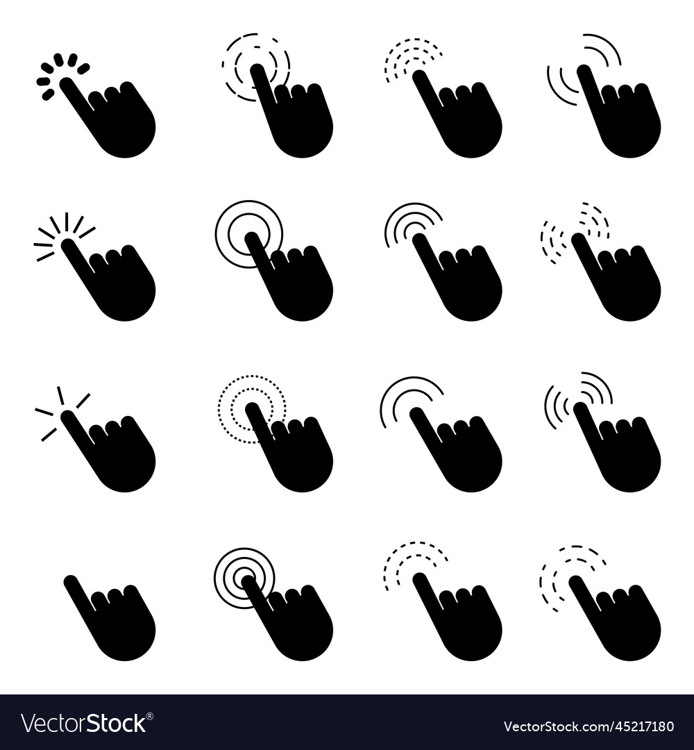 Set cursor finger computer technology concept