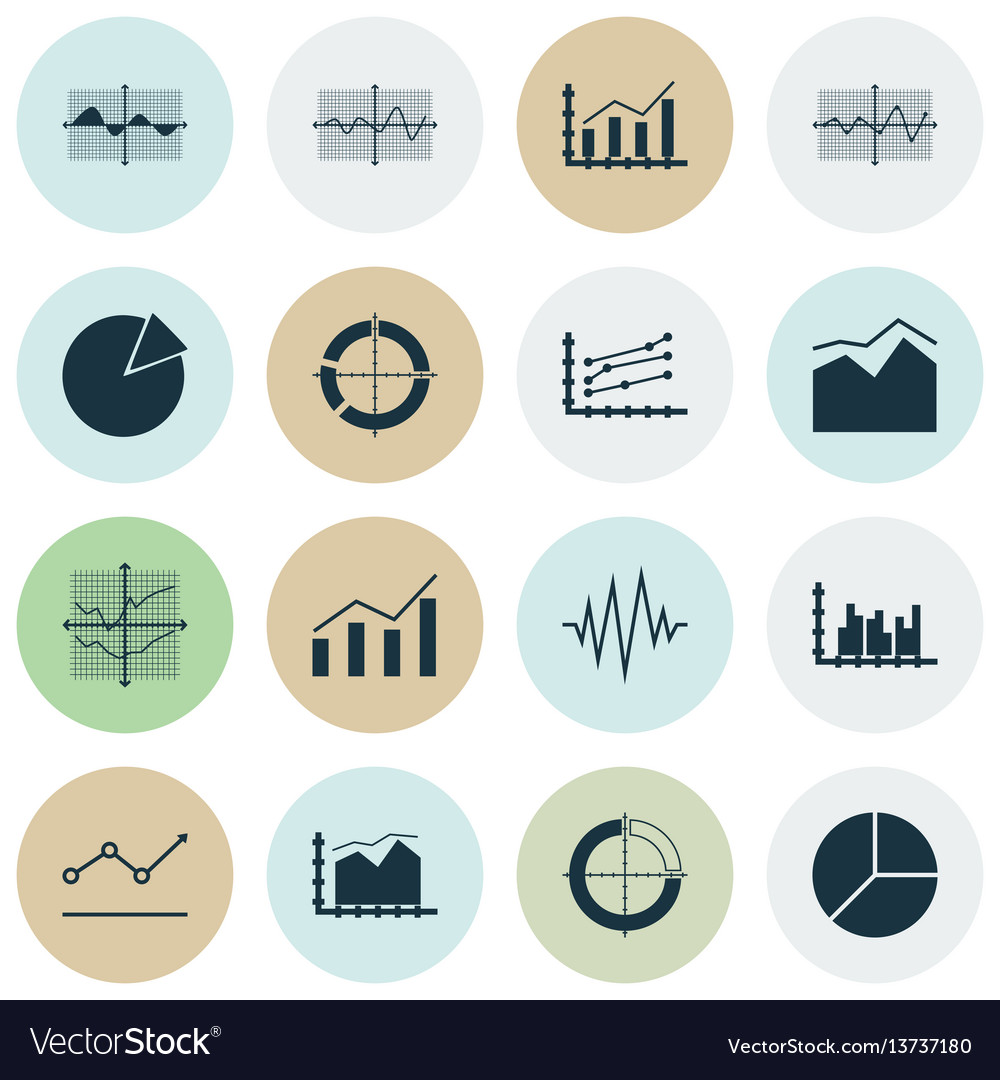Set of graphs diagrams and statistics icons vector image Set of graphs diagrams and statistics icons