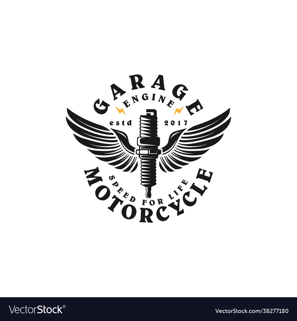 Vintage garage motorcycle logo Royalty Free Vector Image