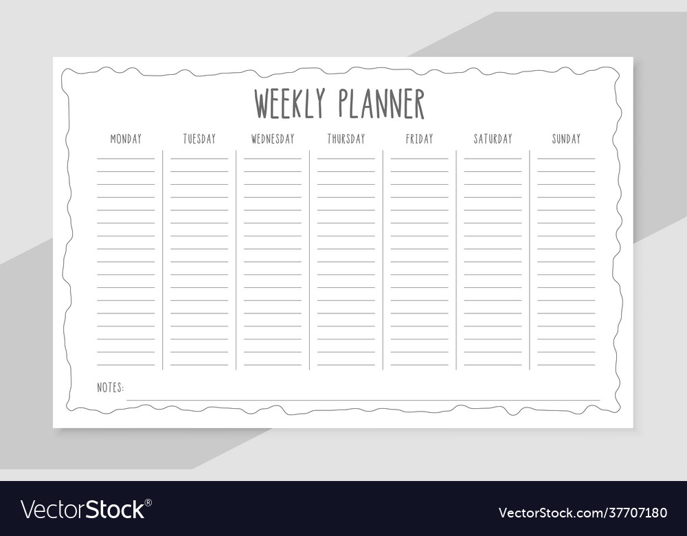 Weekly planner background for everyday Royalty Free Vector