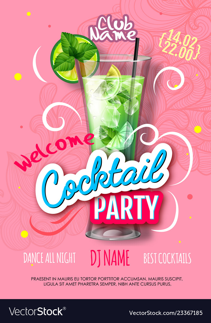 Cocktail party poster in eclectic modern style Vector Image