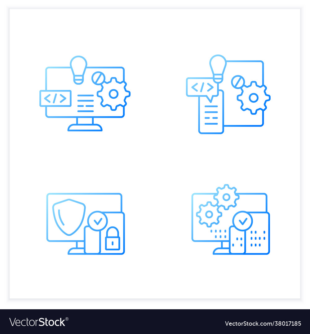 Cross platform gradient icons set vector image Cross platform gradient icons set
