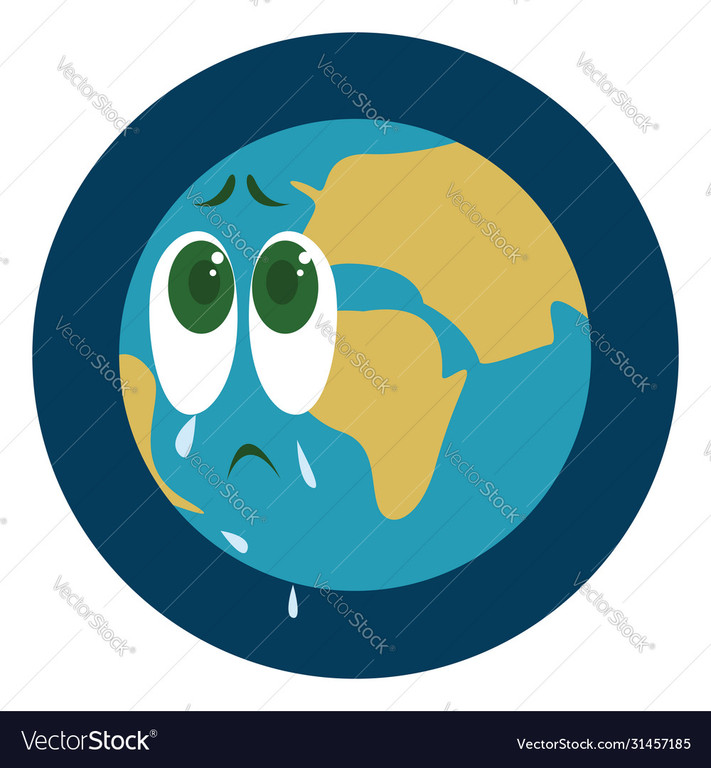 Crying earth on white background