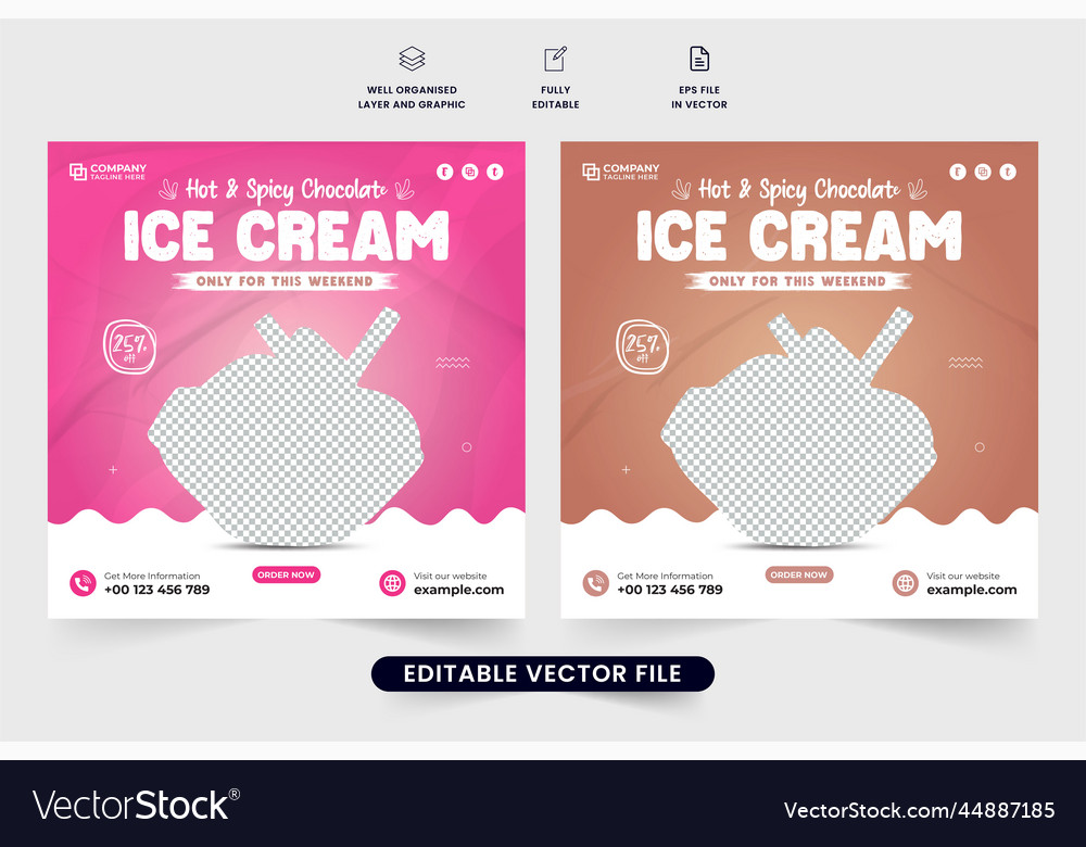 Ice cream discount template design with abstract