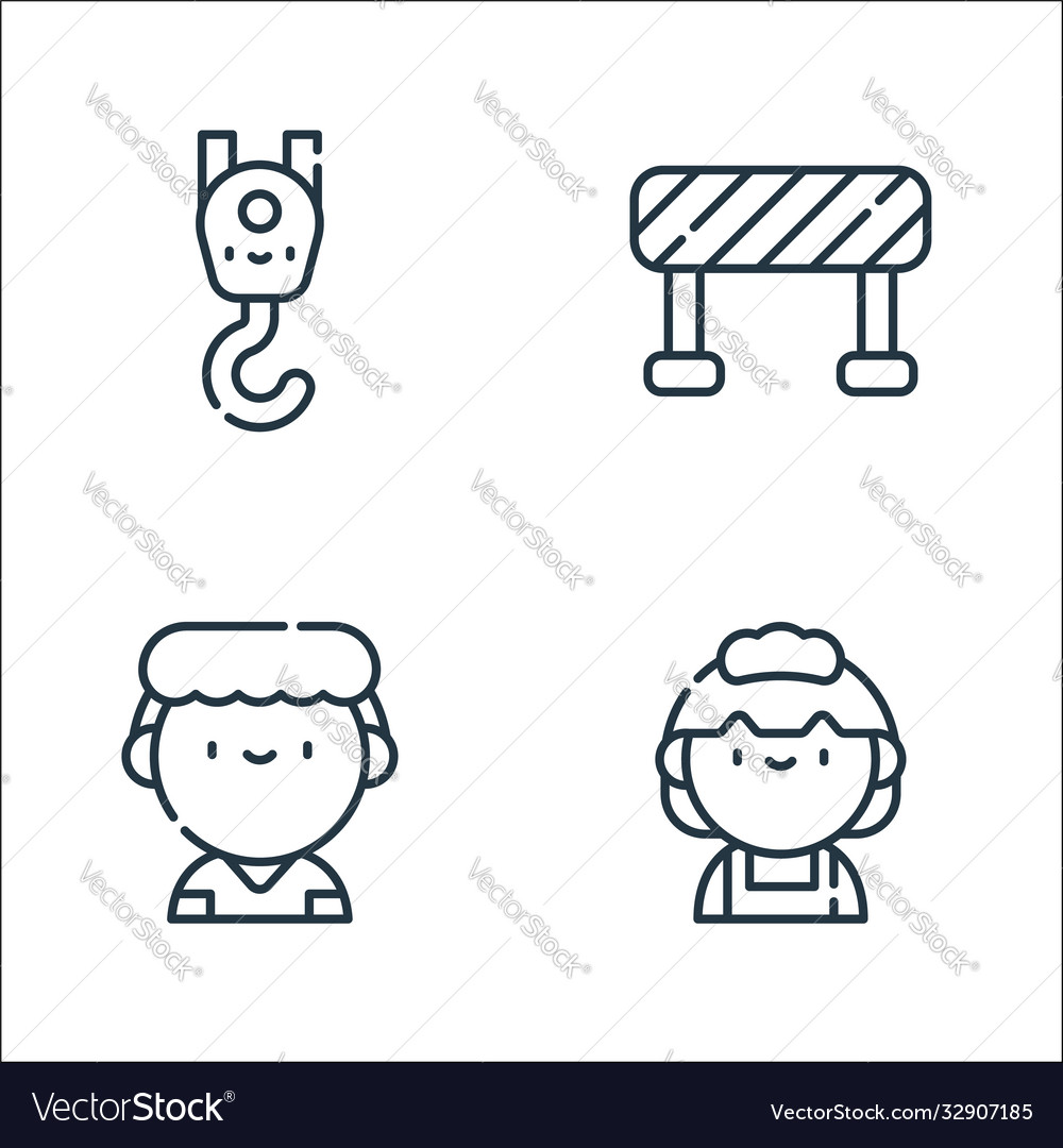Labour day line icons linear set quality