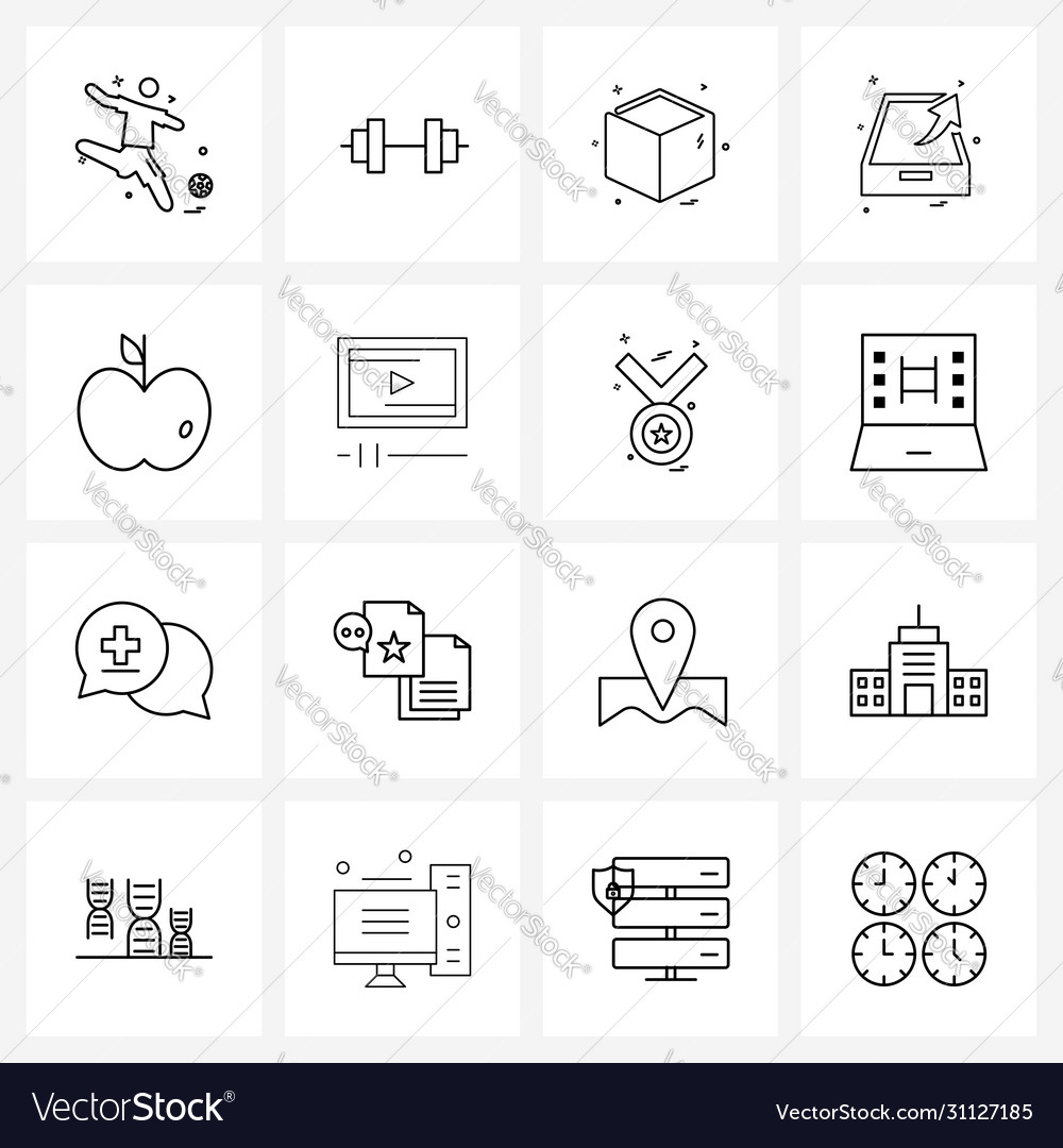 Line icon set 16 modern symbols healthy