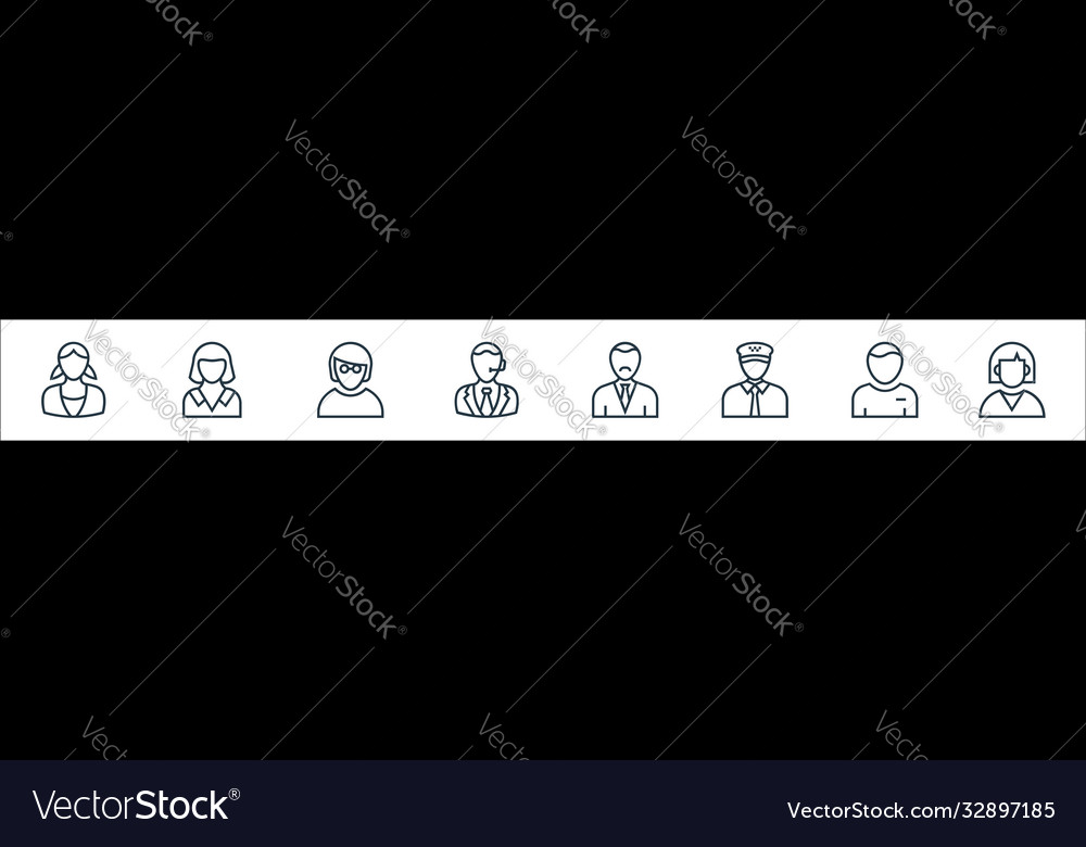 Professions line icons linear set quality vector image Professions line icons linear set quality