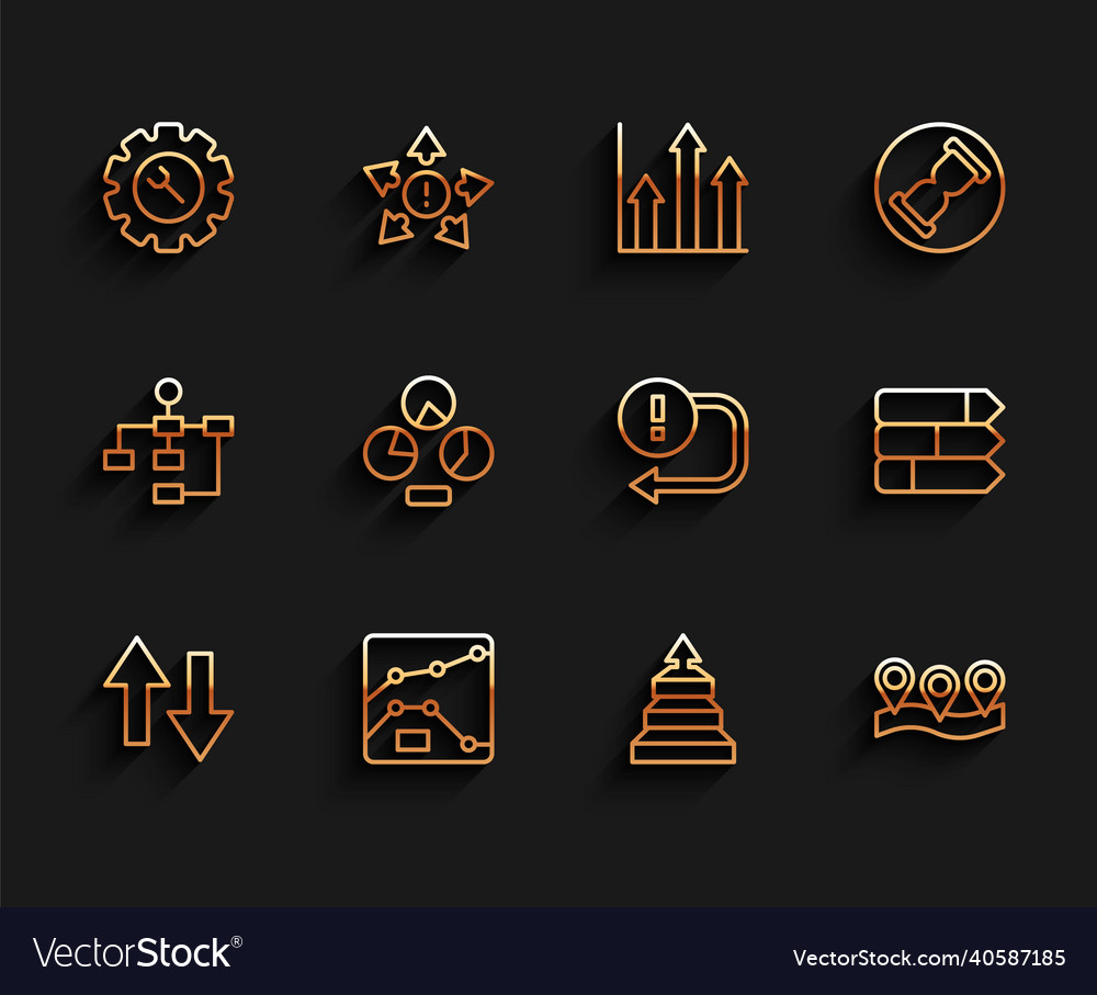 Set line arrow graph chart diagram wrench vector image Set line arrow graph chart diagram wrench