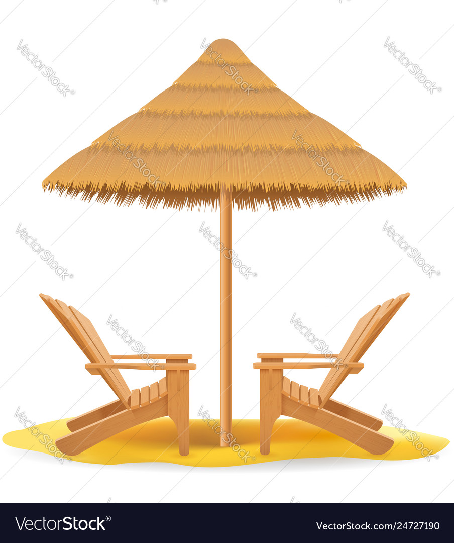 Beach armchair lounger deckchair wooden Vector Image Beach armchair lounger deckchair wooden