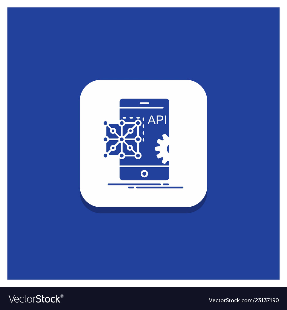 Blue round button for api application coding vector image Blue round button for api application coding