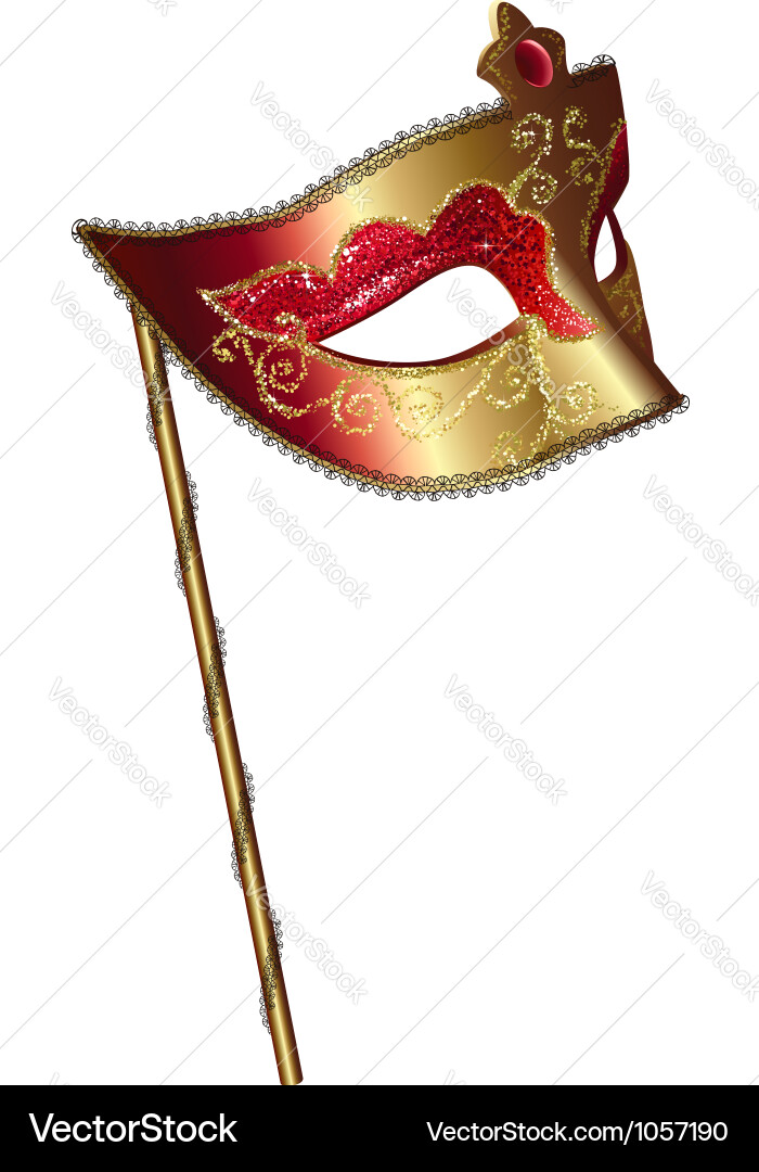 Carnival mask with handle Royalty Free Vector Image
