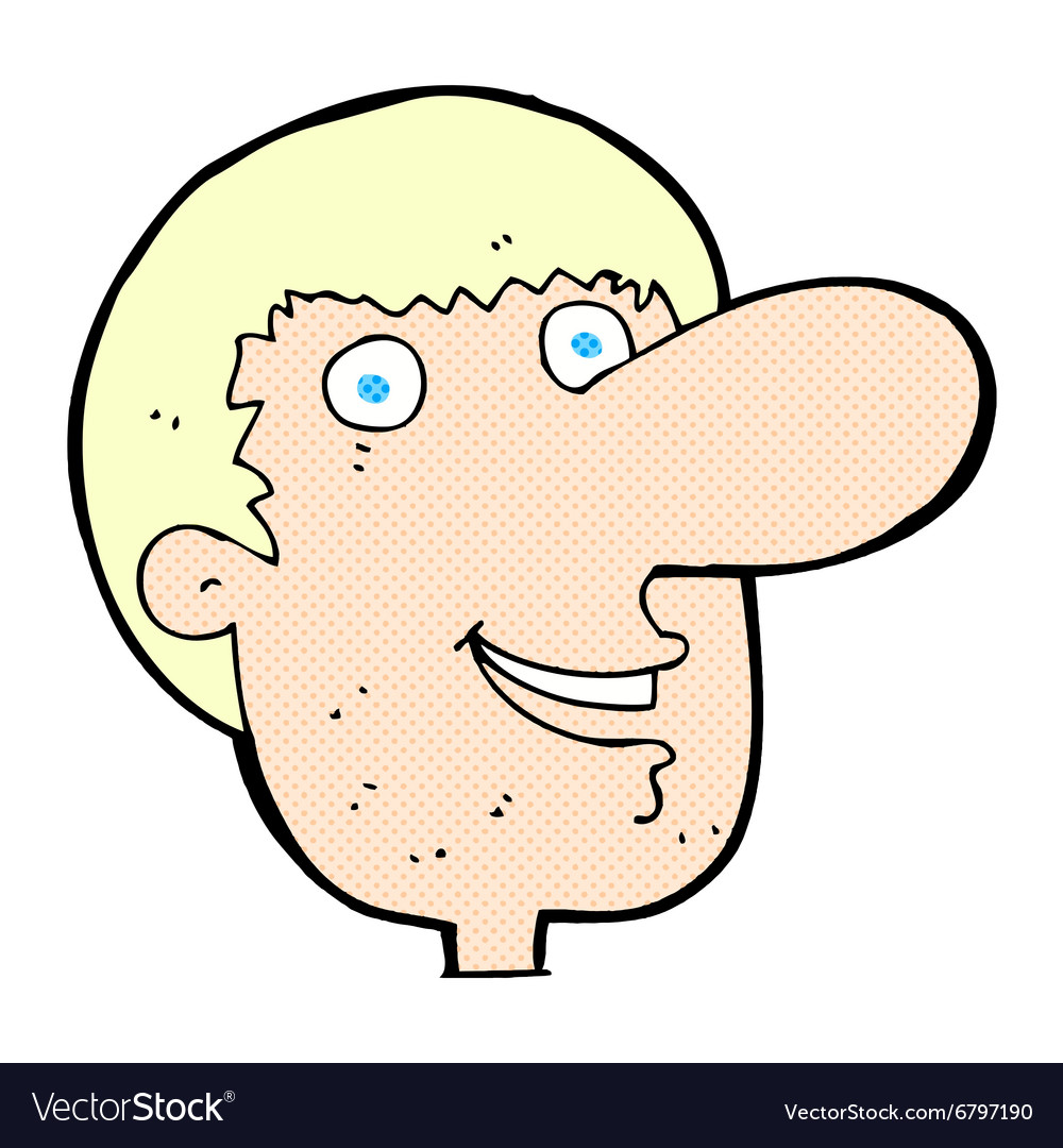 Comic cartoon happy male face Royalty Free Vector Image