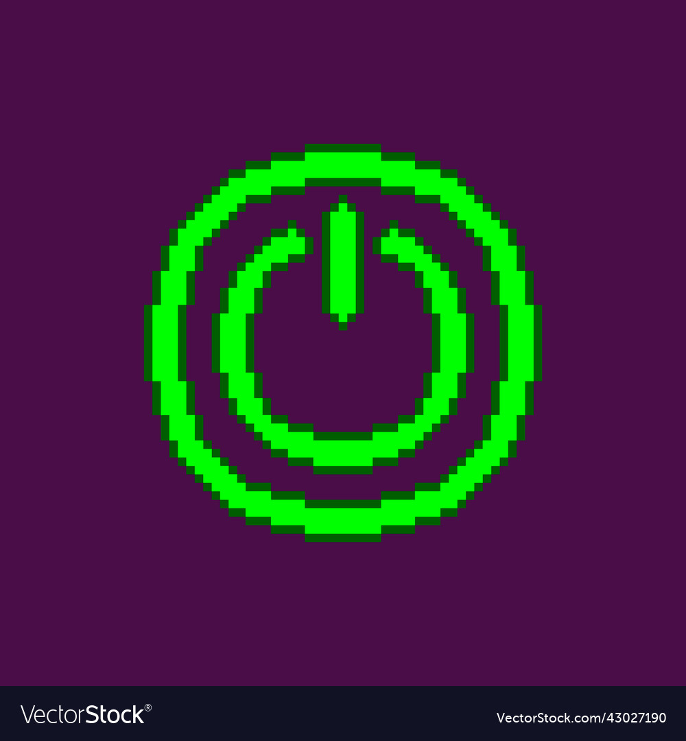 Glowing icon power on button in round frame