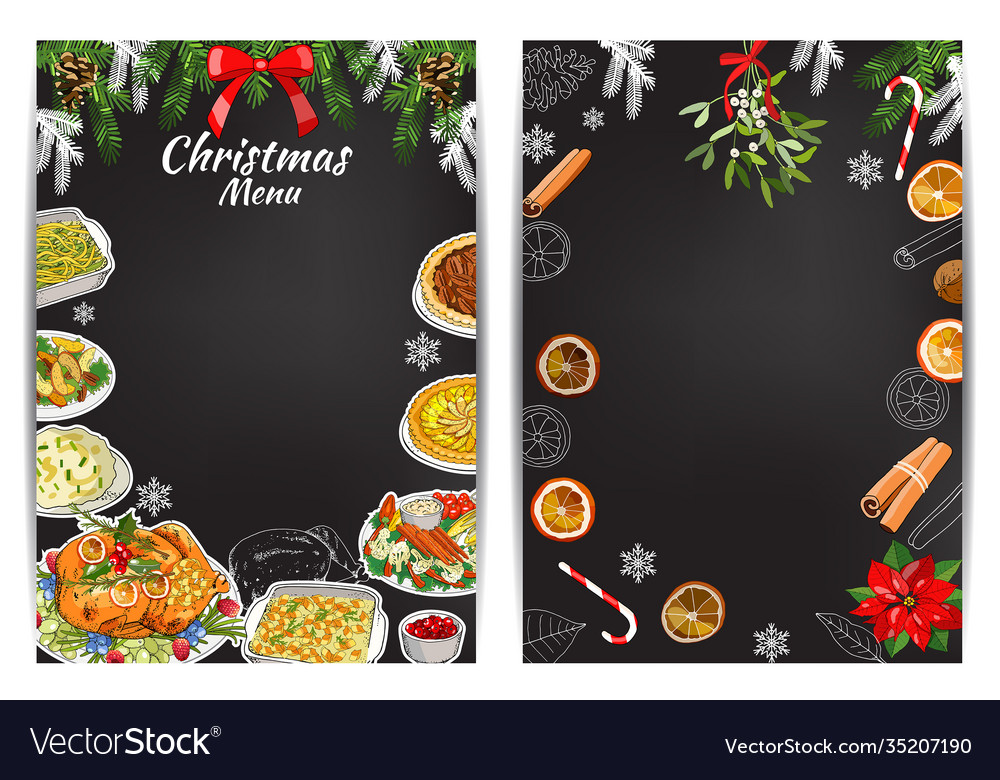 Hand-drawn chalk restaurant festive menu template