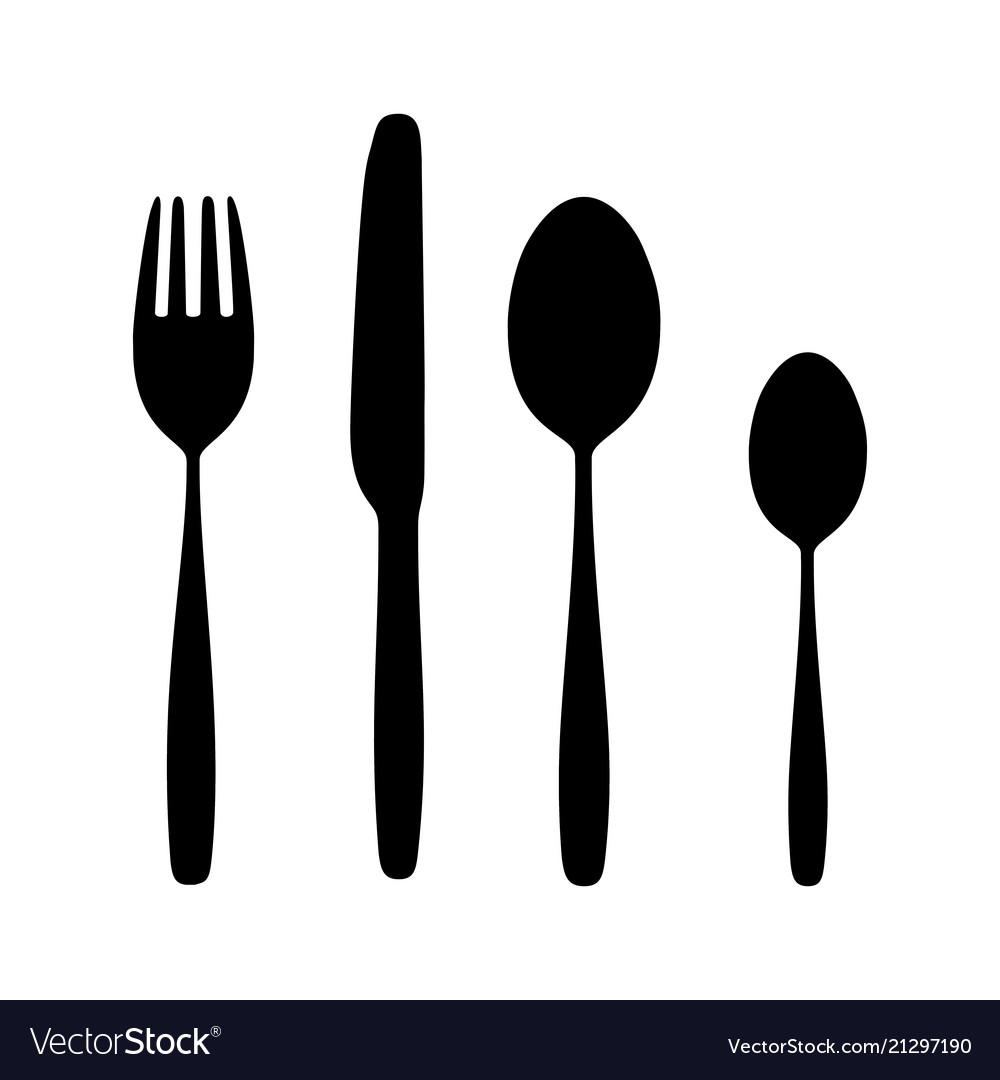 Icon spoon fork and knife on dining table Vector Image