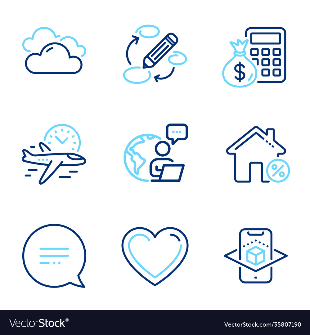Line icons set included icon as text message vector image Line icons set included icon as text message
