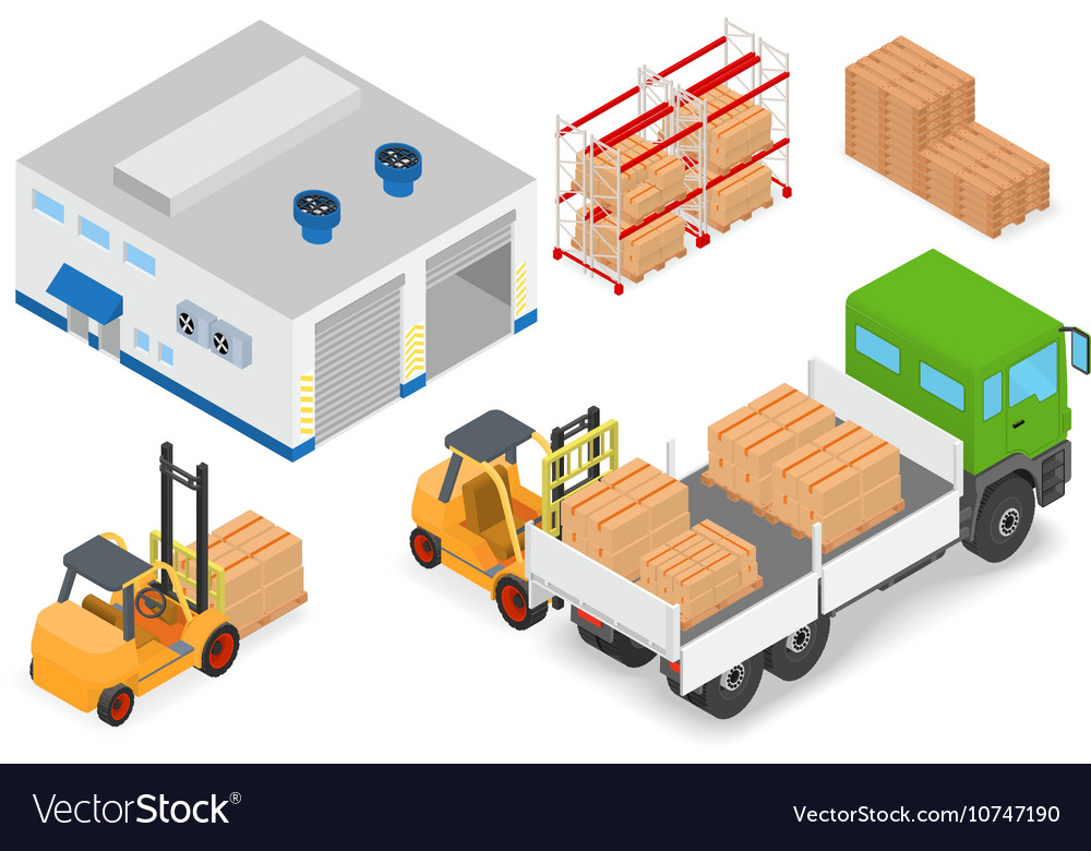 Loading or unloading a truck in the warehouse Vector Image