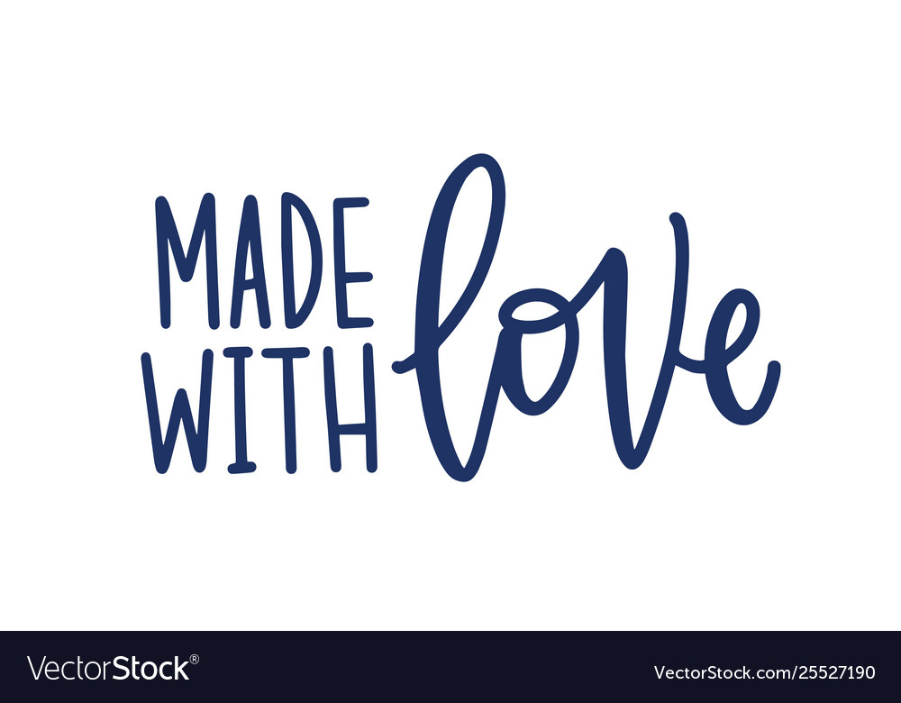 Made with love handmade inscription for labels or Vector Image