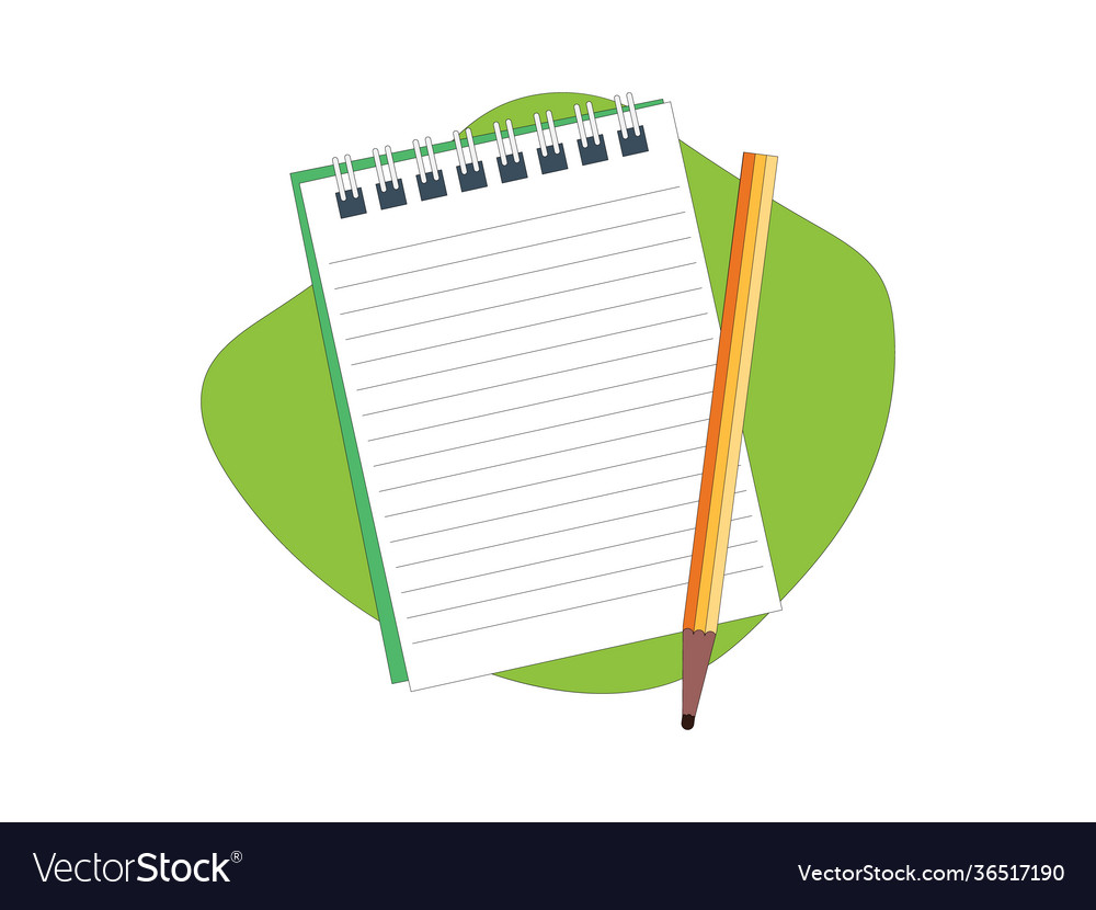 Opened notepad with pencil in top view sketchbook vector image Opened notepad with pencil in top view sketchbook