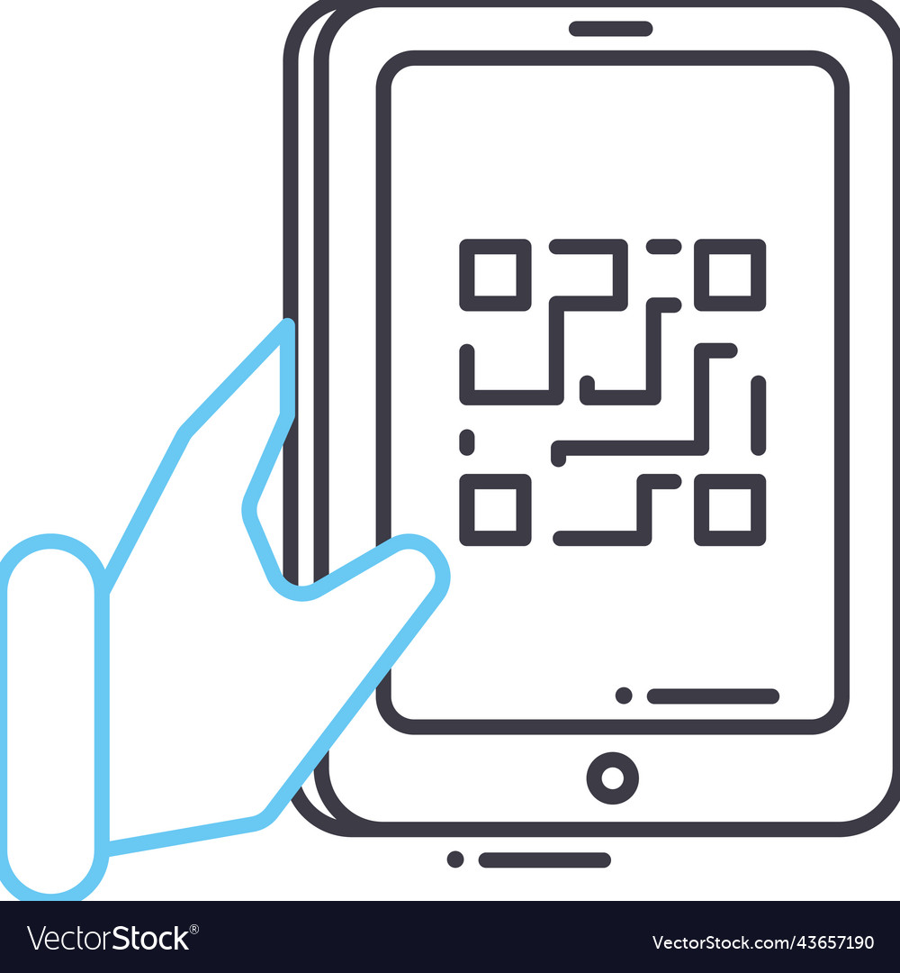 Qr code scanner line icon outline symbol vector image Qr code scanner line icon outline symbol