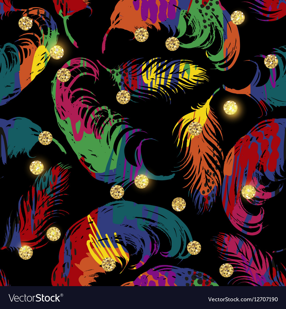 Seamless pattern with abstract feathers