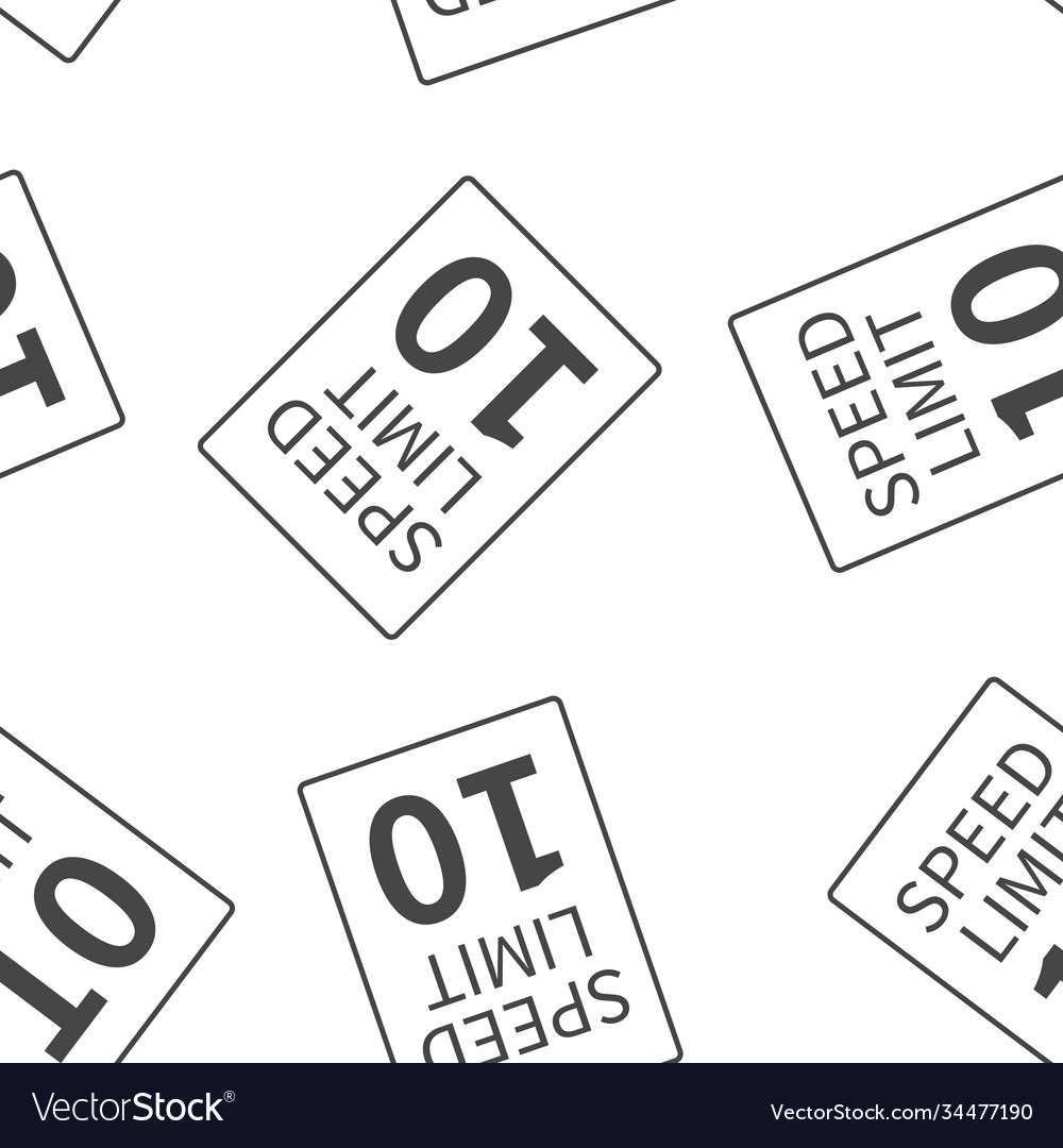 Speed limit 10 mph seamless pattern on a white vector image Speed limit 10 mph seamless pattern on a white