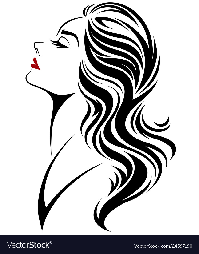 Women long hair style icon logo face Royalty Free Vector