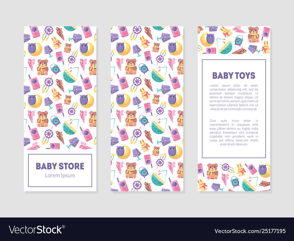 Baby store banner templates with cute toys Vector Image