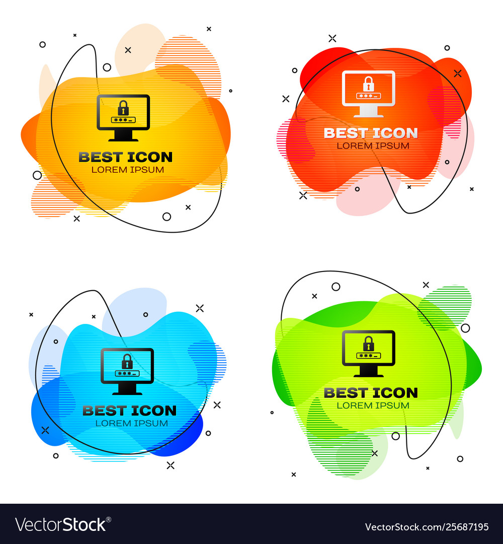 Black monitor with password notification and lock vector image Black monitor with password notification and lock