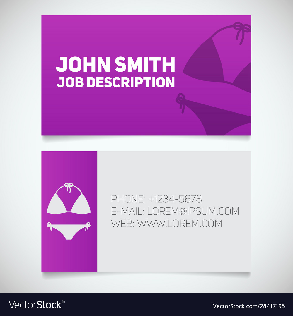 Business card print template with swimsuit logo