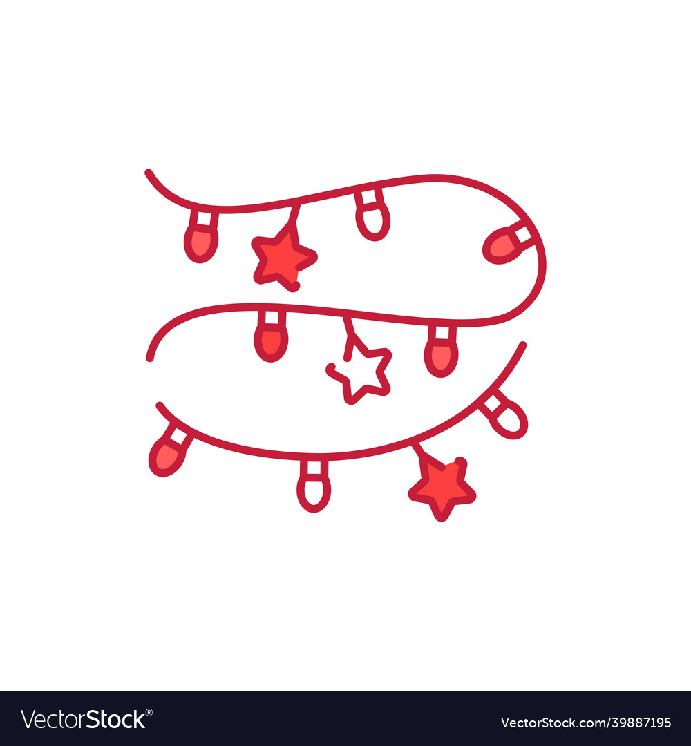 Christmas garland color line icon glowing lights vector image Christmas garland color line icon glowing lights