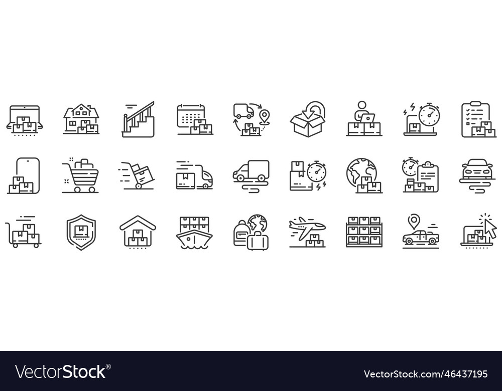 Delivery line icons return package logistic