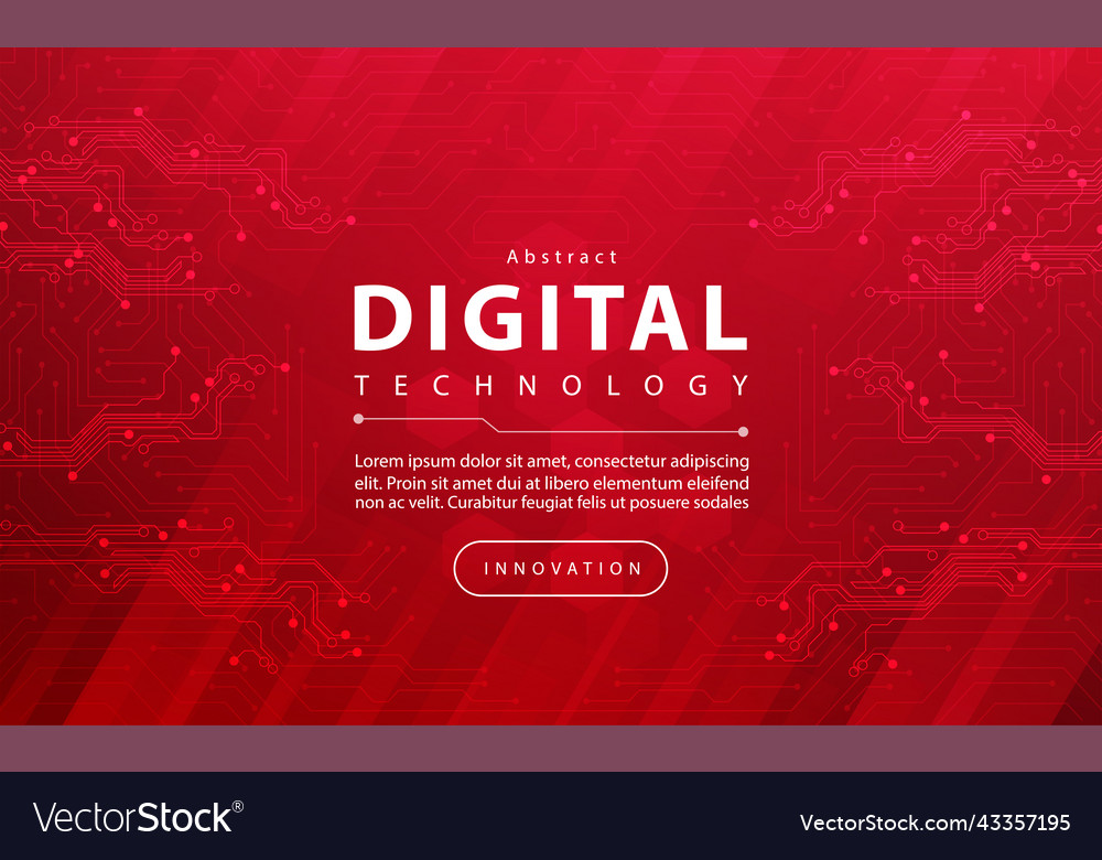 Digital technology banner red background concept Vector Image