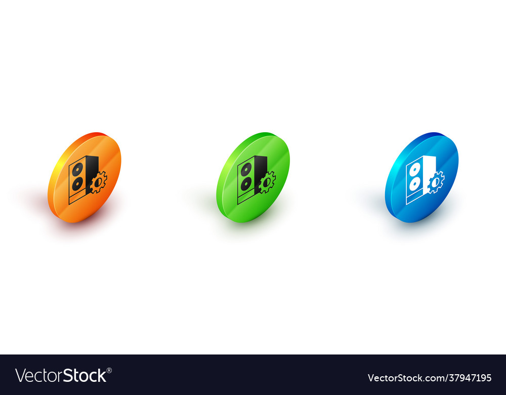 Isometric case computer setting icon isolated vector image Isometric case computer setting icon isolated