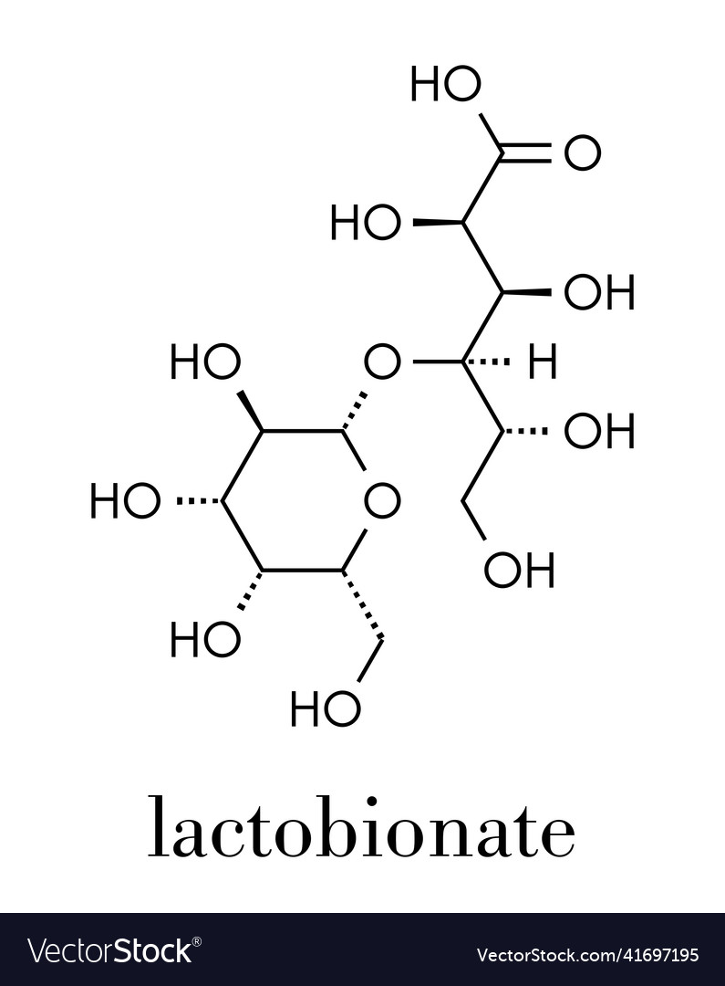 Lactobionic acid lactobionate molecule commonly Vector Image