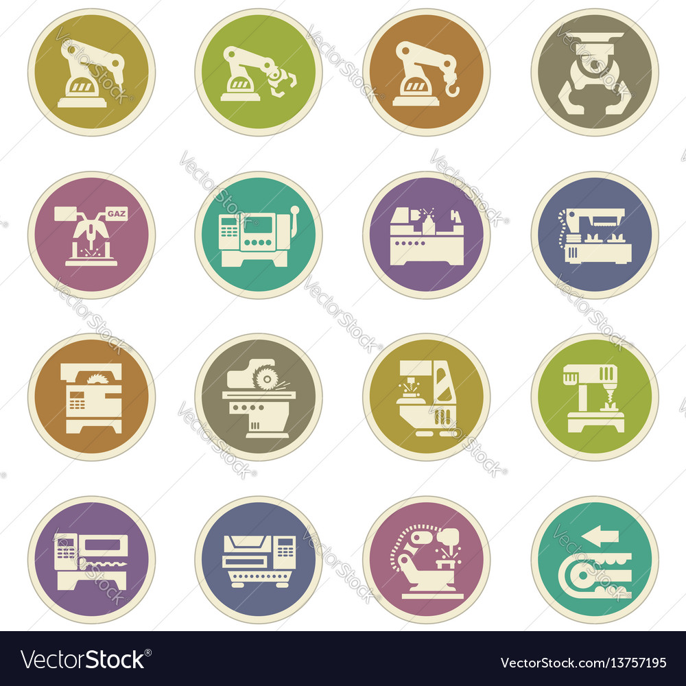 Machine tool icons set