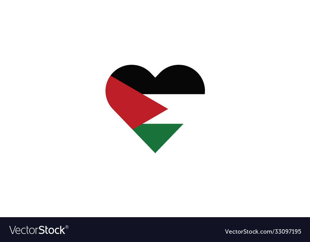 Palestine flag national heart love Royalty Free Vector Image