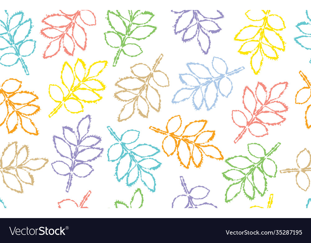 Seamless pattern outlines leaves twig