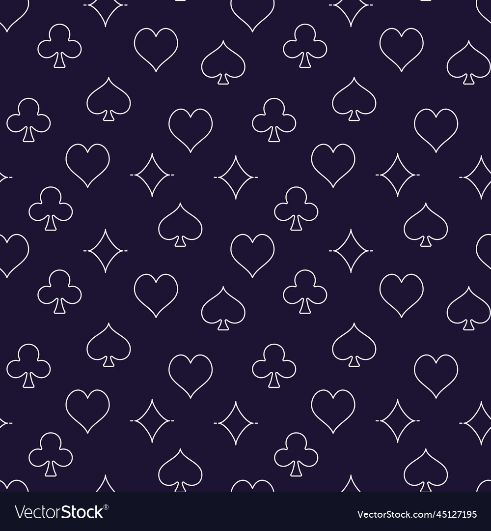 Seamless pattern with playing card suits outline vector image Seamless pattern with playing card suits outline
