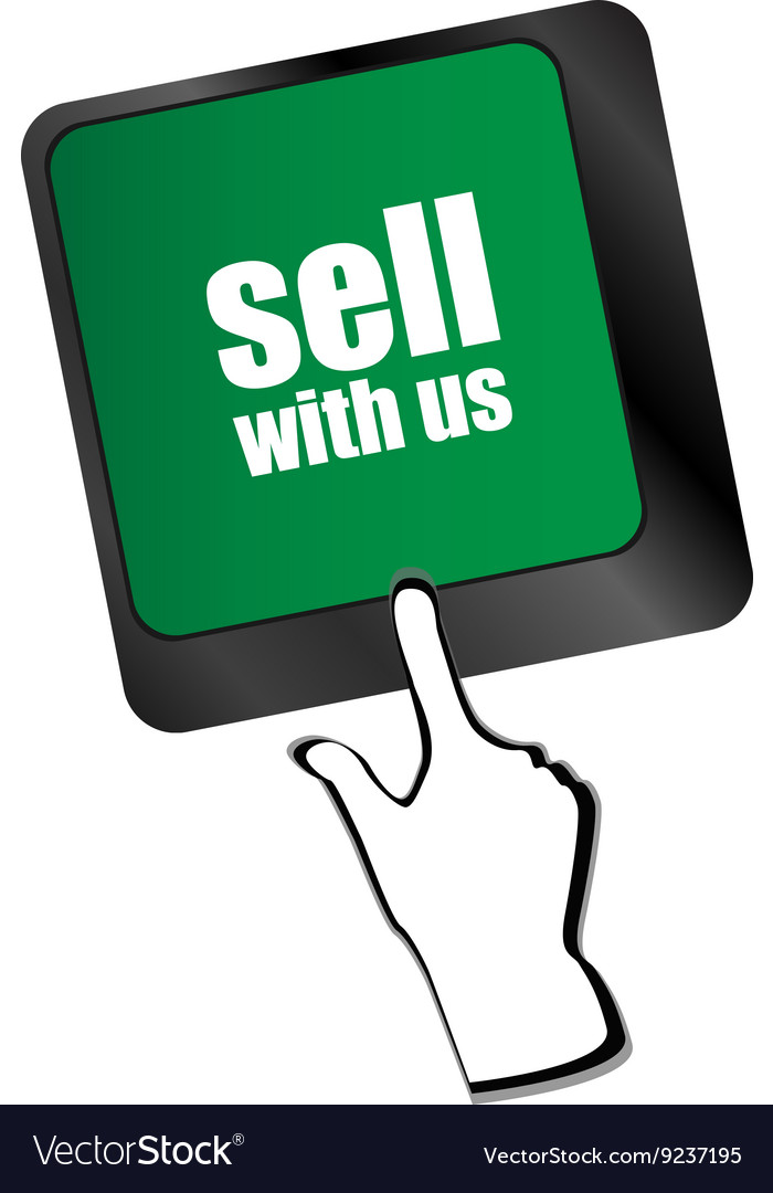 Sell with us message on keyboard key to