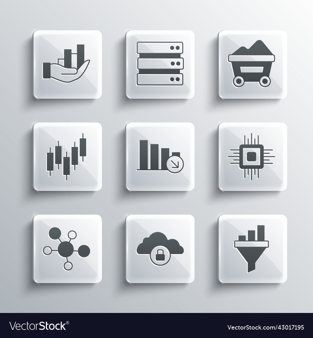 Set cloud computing lock sales funnel with chart vector image Set cloud computing lock sales funnel with chart